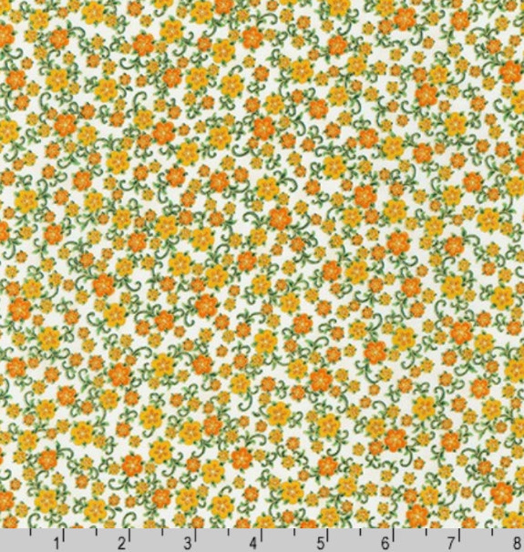 Robert Kaufman Florentine Garden Small Calico Ivory Metallic Fabric by