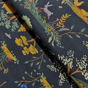 English Garden - Garden Toile Dark Canvas Fabric by Rifle Paper Co. for Cotton + Steel | 100% Cotton Canvas | 43"/44" Wide