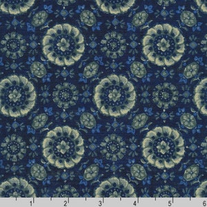 Sevenberry Nara Homespun: Navy Floral Cotton Fabric
