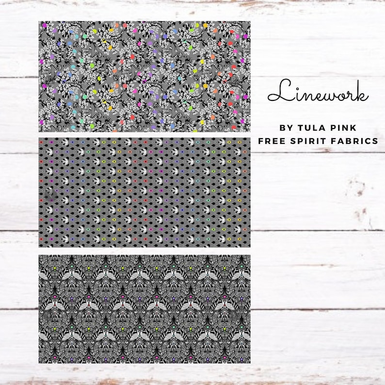 Free Spirit *Each Sold by the Yard* Linework Cotton Fabrics by Tula Pink