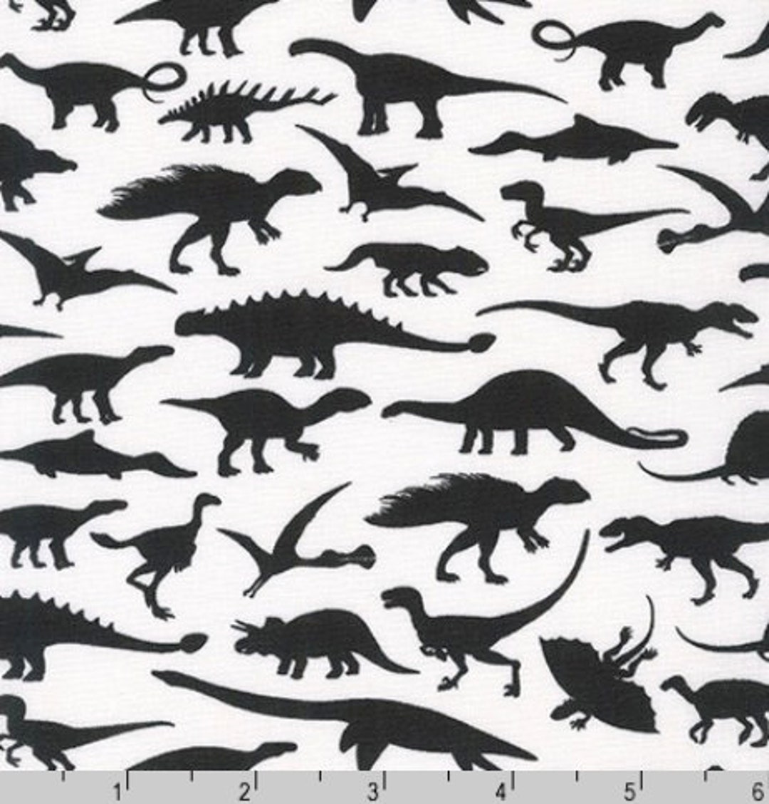 Alphabetosaurus - Black Dinosaurs Fabric - Digital Print - Cotton ...