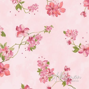 Hoffman Fabrics - Painted Petals - Blush/Gold Metallic Accent - Metallic - Cotton Fabric