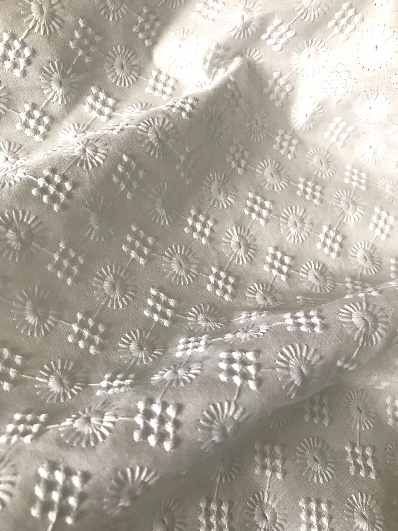Hakoba Cotton Embroidered White Fabric Sold by the Yard Etsy