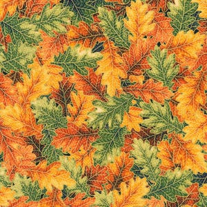 Pumpkin Spice Cotton Fabric: Metallic Leaves Print, Studio RK - 43" Wide