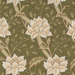 Morris Manor – Tela Hammersmith Florals Sage de Barbara Brackman / Moda 8391 12 / Tela de algodón