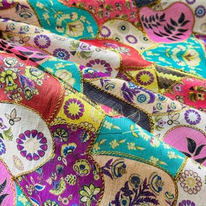 Printed Artificial Raw Silk with Embroidery Fabric/Lustrous Fabric