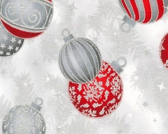 Robert Kaufman - Holiday Flourish (14) - Holiday Ornaments - Metallic Cotton Fabric