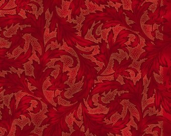 Christmas Fabric, Holiday Wishes, Gold Metallic Fabric, Damask Gold ...