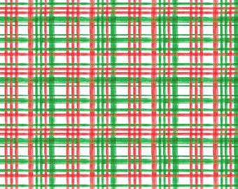 Tela de algodón a cuadros navideños: rojo festivo y verde