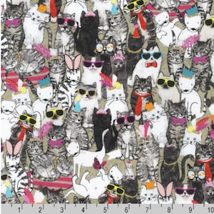 Fancypants - Cats and Dogs Fabric by World Art Group - Cotton Fabric