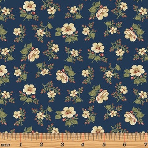 Prairie Homestead - Emma Dark Blue - Cotton Fabric