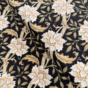 Morris Manor – Tela Hammersmith Florals color ébano de Barbara Brackman / Moda 8391 15 / Tela de algodón