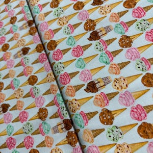 Sweet Tooth - Ice Cream Cones on Mint by Mary Lake Thompson - Cotton Fabric