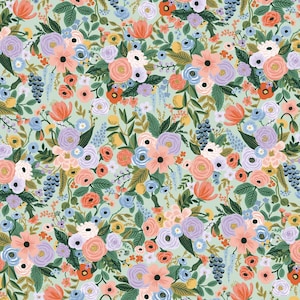 Rayon Fabric - Petite Garden Party – Mint Rayon Fabric by Rifle Paper Co. for Cotton + Steel | 100% Rayon
