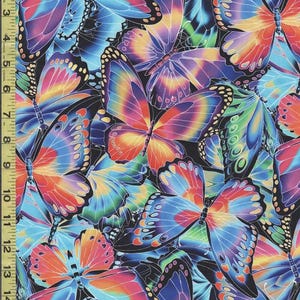 Nature Studies - Packed Multicolor Butterflies Fabric - Digital Print - Cotton Fabric