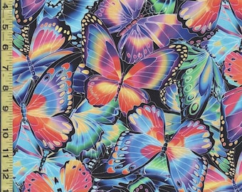 Nature Studies - Packed Multicolor Butterflies Fabric - Digital Print - Cotton Fabric
