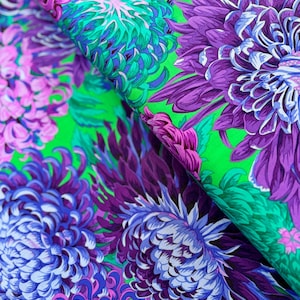 Kaffe Fassett Collective Classics - Japanese Chrysanthemum Purple Fabric by Philip Jacobs - Cotton Fabric