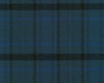 Mammoth Organic Cotton Flannel Fabric - Navy Plaid