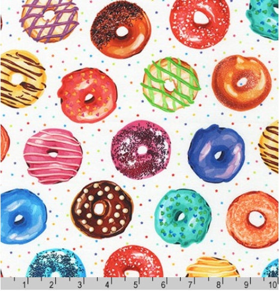 Robert Kaufman Sweet Tooth Donuts Fabric by Mary Lake Etsy