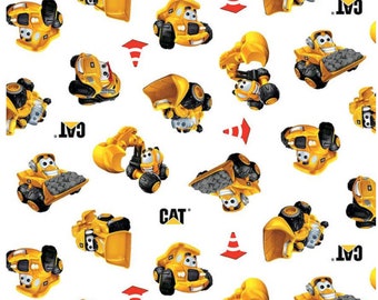 CAT® Buildin' Crew - Wigglers All Over White - Baumwollstoff