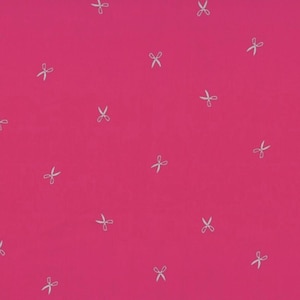 Indah Batiks Scissors - Punch/Silver Metallic Batik Fabric - Metallic Cotton Fabric