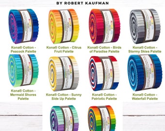 Robert Kaufman - Kona Cotton Half Rolls/Junior Jelly Rolls - 24, 2.5" x 42" Precut Fabric Strips