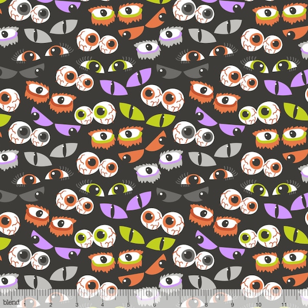 Blend Fabrics - Boo Bash - Eye See You Black Fabric by Maude Asbury - Cotton Fabric