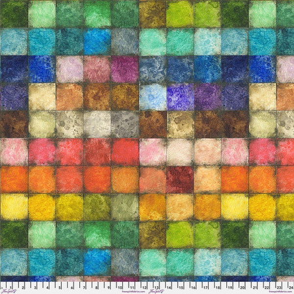 Free Spirit - Eclectic Elements - Colorblock Patchwork Multi Fabric by Tim Holtz - Digital Print - Cotton Fabric