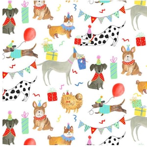 Timeless Treasures - Dog's Birthday Party Fabric - Digital Print - Cotton Fabric