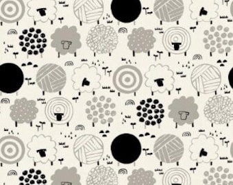 Cotton + Steel - Full Moon - Fuwafuwa-san - Steel Wool - Unbleached Cotton Fabric