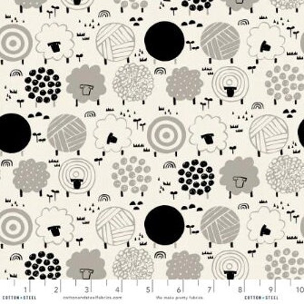 Cotton + Steel - Full Moon - Fuwafuwa-san - Steel Wool - Unbleached Cotton Fabric