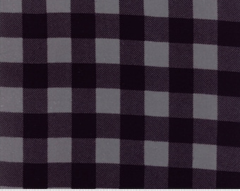 Black & Gray Buffalo Check Cotton Flannel Fabric
