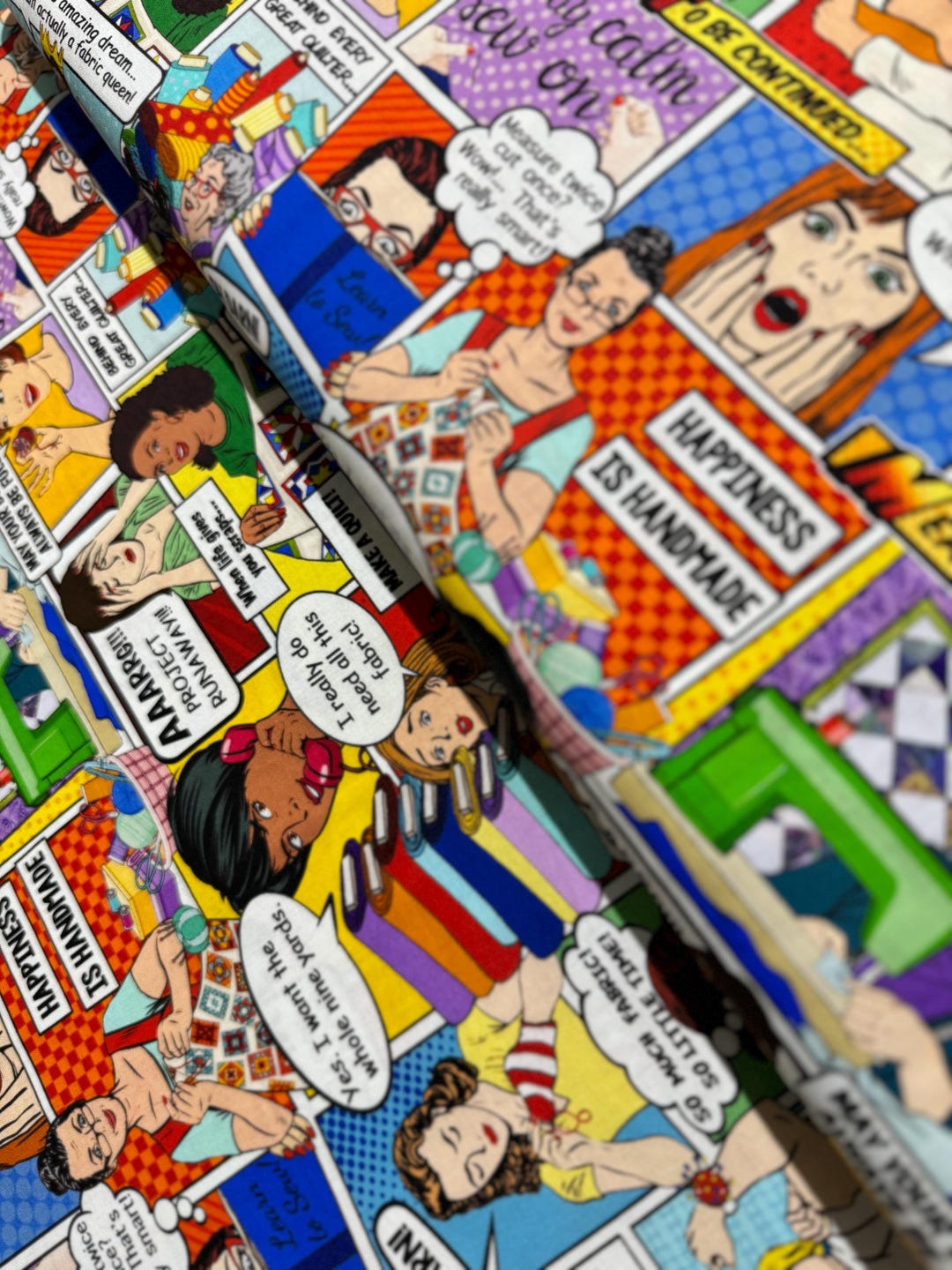Sewing Room - Sewing Comic - Digital Print - Cotton Fabric - Etsy