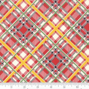 Moda Fabrics - Bubble Pop - Reproduction Bias Plaid Red Fabric by American Jane - Cotton Fabric