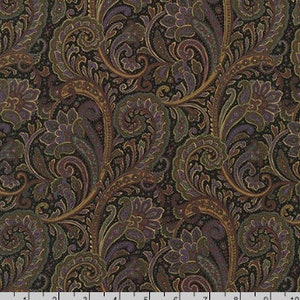 Tela de algodón con estampado paisley negro - Sevenberry