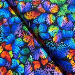 Butterfly Garden - Packed Multi Bright Butterflies by Chong-A Hwang - Digital Print - Cotton Fabric