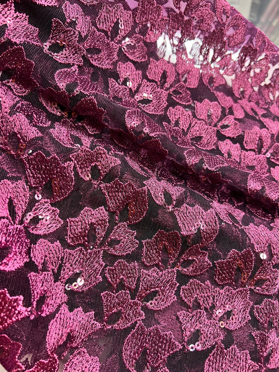 Embroidered Net Fabric Embellished With Sequins - Etsy