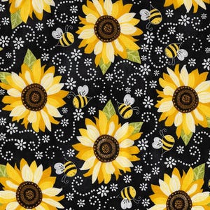 You Are My Sunshine - Sunflower & Bee Chalkboard - Cotton Fabric