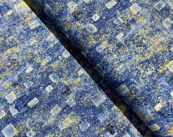 Gustav Klimt - Blue Gold Metallic - Cotton Fabric