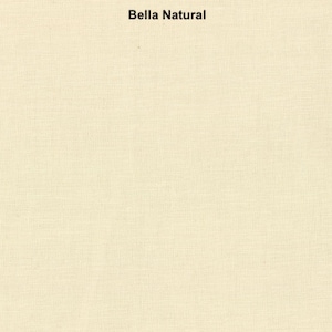 May include: A close-up of a cream-colored fabric with a subtle woven texture. The fabric is smooth and has a slightly matte finish. The text "Bella Natural" is printed in black at the top of the image.