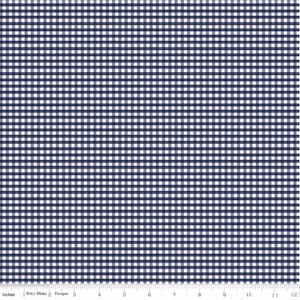 1/8 Inch Small Gingham Check Navy - Cotton Fabric