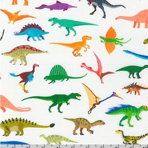 Robert Kaufman - Alphabetosaurus - Multicolor Dinosaurs Fabric - Digital Print - Cotton Fabric