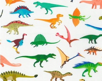 Robert Kaufman - Alphabetosaurus - Multicolor Dinosaurs Fabric - Digital Print - Cotton Fabric