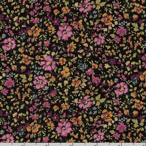 Tessuto Cotton Lawn - Tessuto Sevenberry Petite Garden Lawn nero - Tessuto Cotton Lawn