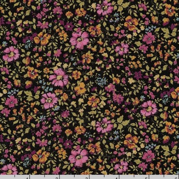 Robert Kaufman - Cotton Lawn - Sevenberry Petite Garden Lawn Black Fabric - Cotton Lawn Fabric