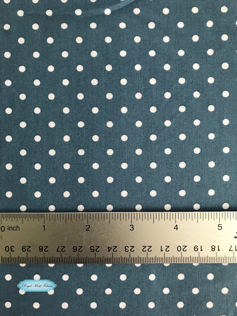 Polka Dot Timeless Treasures Denim Blue Cotton Fabric Remnants