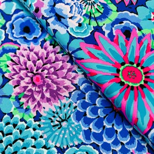 Kaffe Fassett Collective Enchanted Blue Fabric by Philip Jacobs for Free Spirit – 100% Cotton Quilting Fabric – 43&quot;/44&quot; Wide