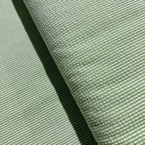 Seersucker Stripe Lime Fabric - Width 56" - Cotton & Polyester Blend