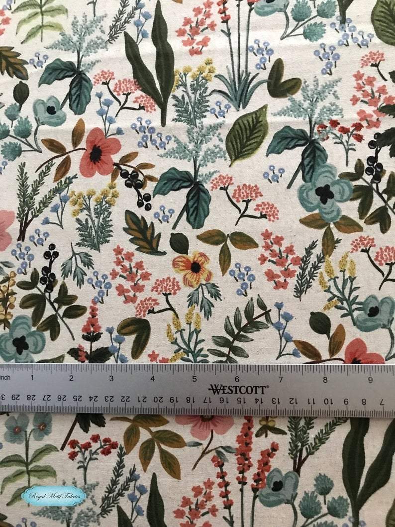 Canvas Fabric Cotton Steel Amalfi Herb Garden by Rifle Etsy