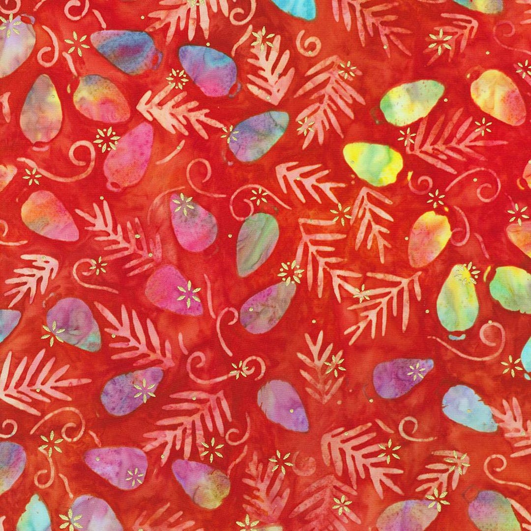Christmas Lights Batik Fabric: Gold Sparkle Artisan Cotton by Lunn ...